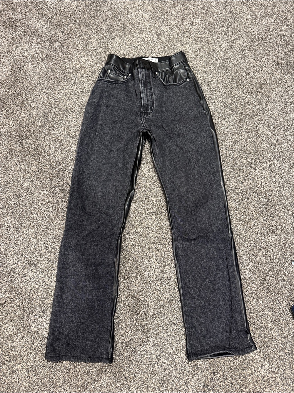 Abercrombie & Fitch Size 25 Black Two-Tone Ankle Straight Ultra High Rise Jeans